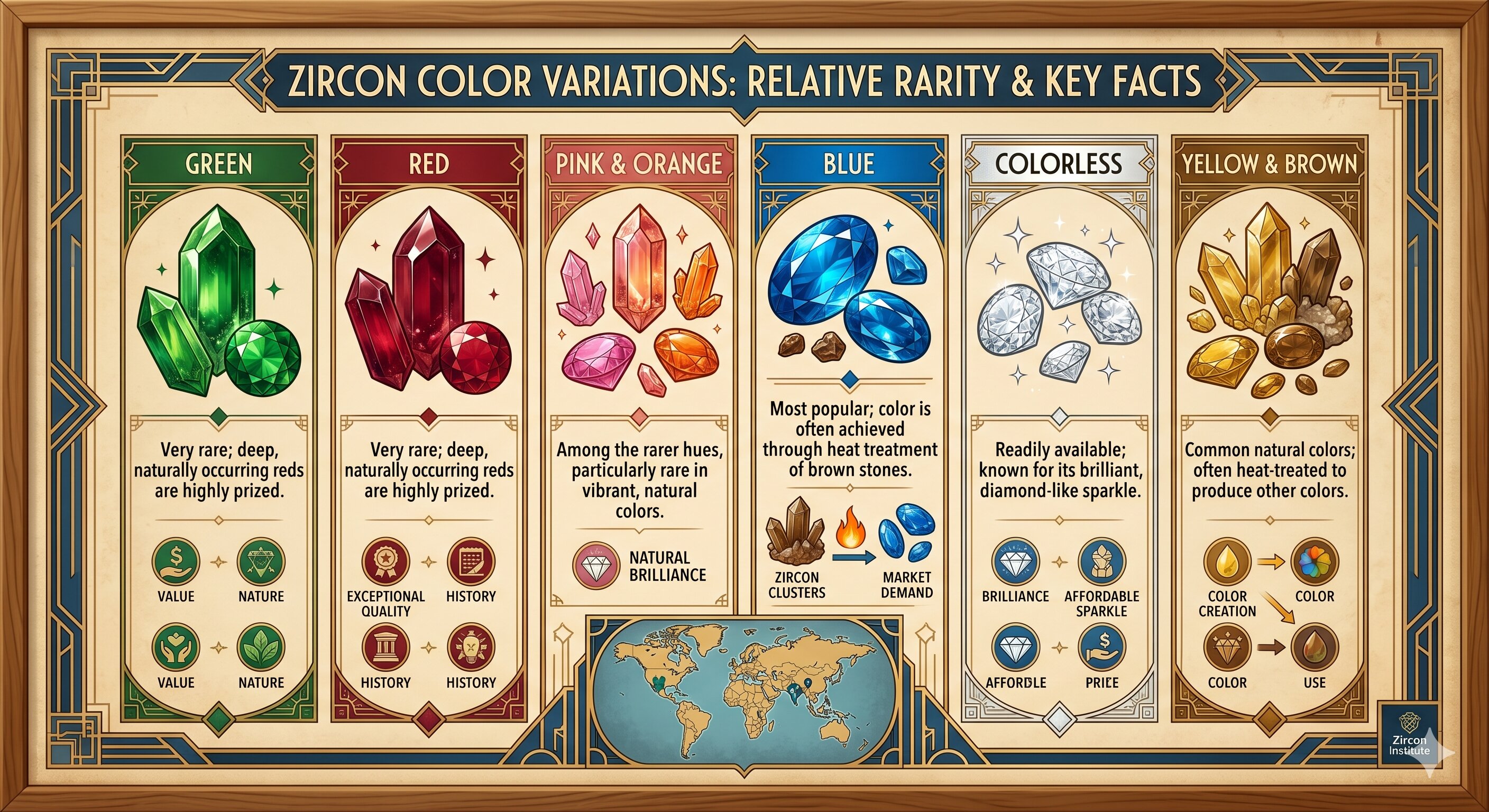 zircon color spectrum and its relative rarity